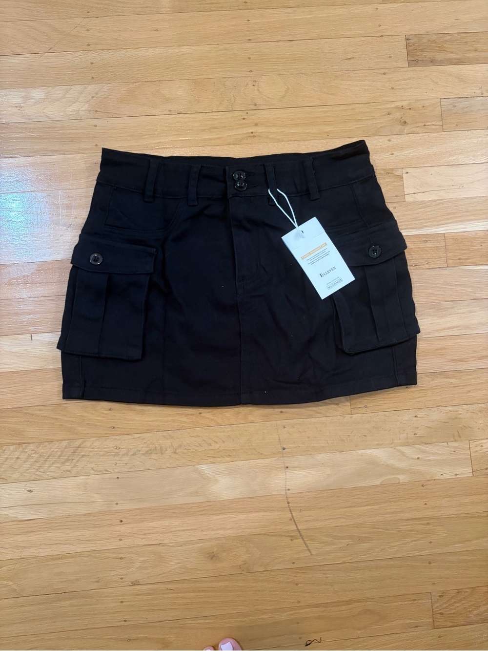 Black Cargo Mini Skirt Shorts - Unbranded